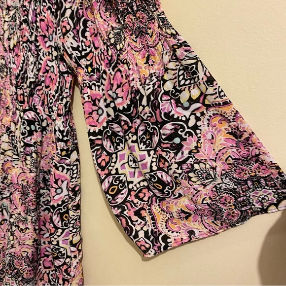 Floral & Ivy Pleated Top Blouse Multicolor Size M 70's Flower Flowy Hippie Boho - Picture 5 of 12